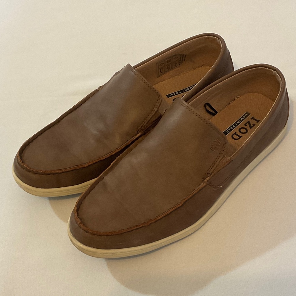 Izod Casual Brown Slip-On Loafers with Cream Sole